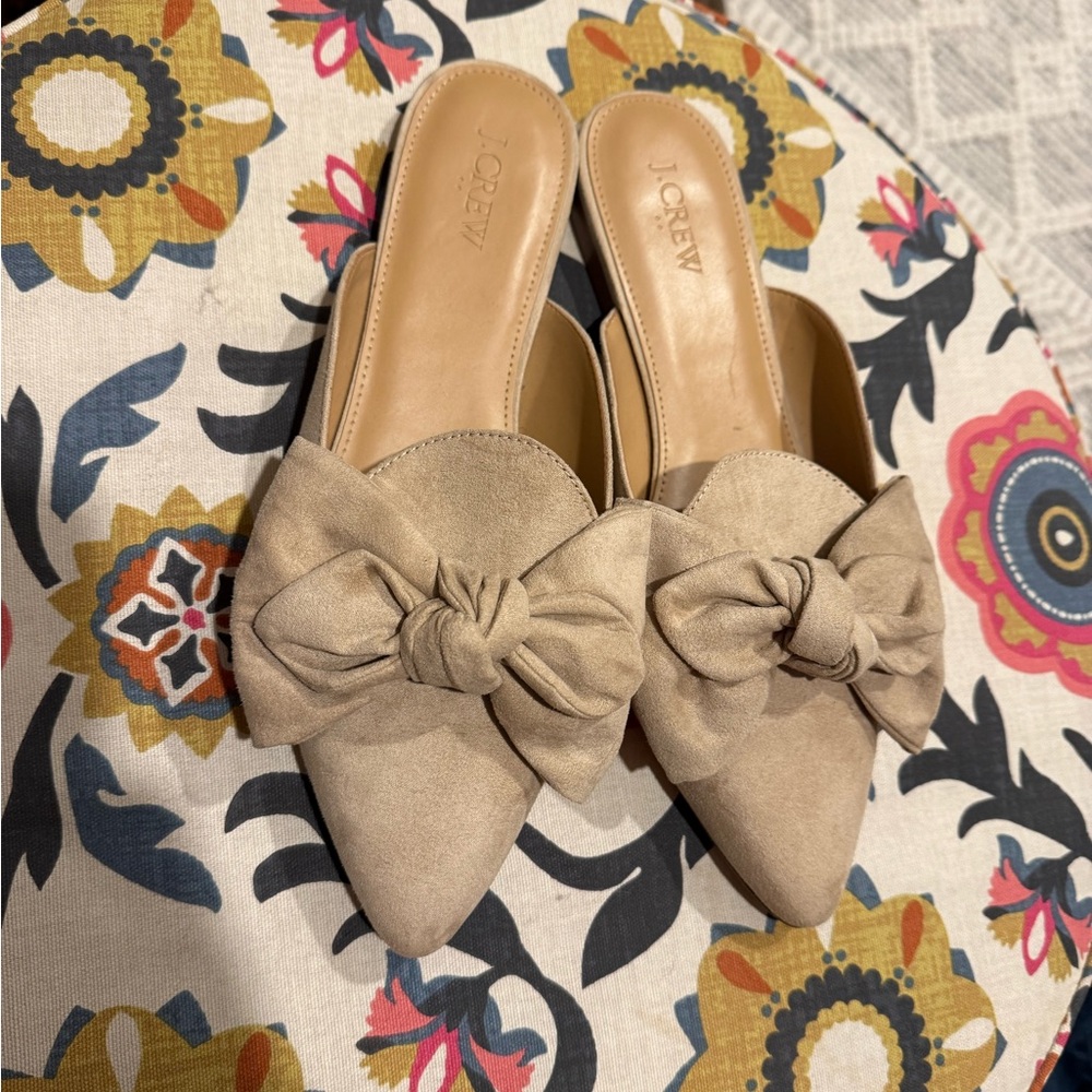 J. Crew Women's Beige Bow Mules